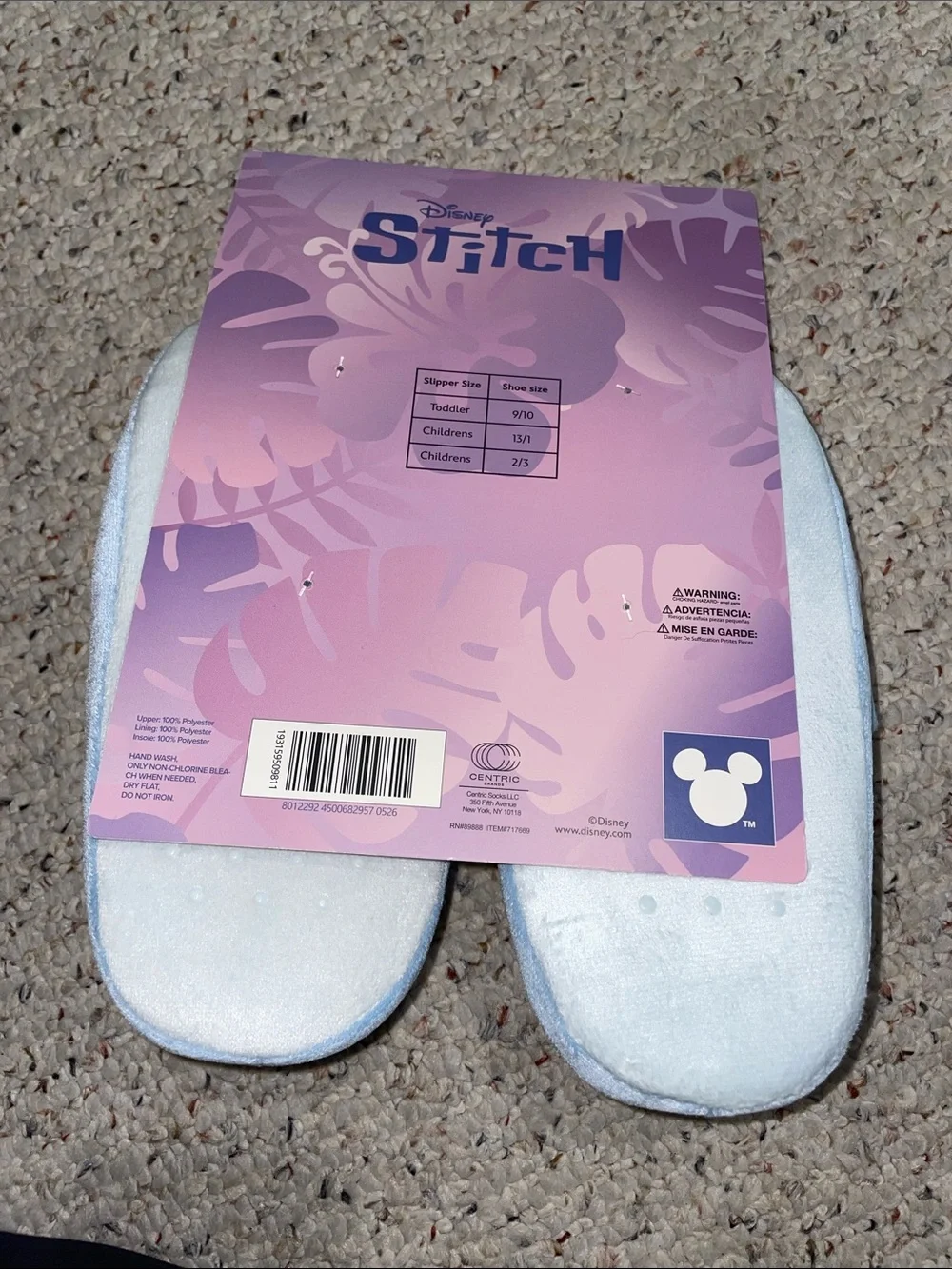 Disney Stitch Plush Blue and Pink Kids Slippers